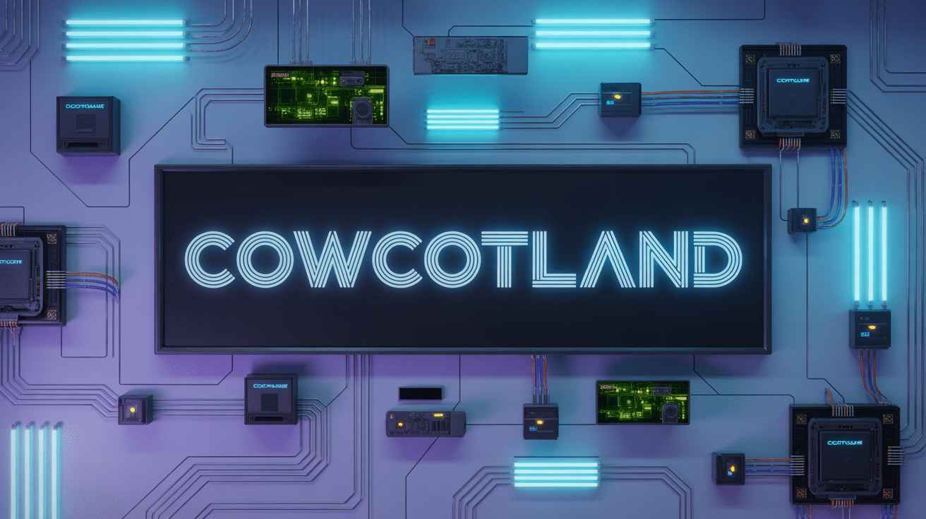 bureau high tech avec composants informatiques cowcotland