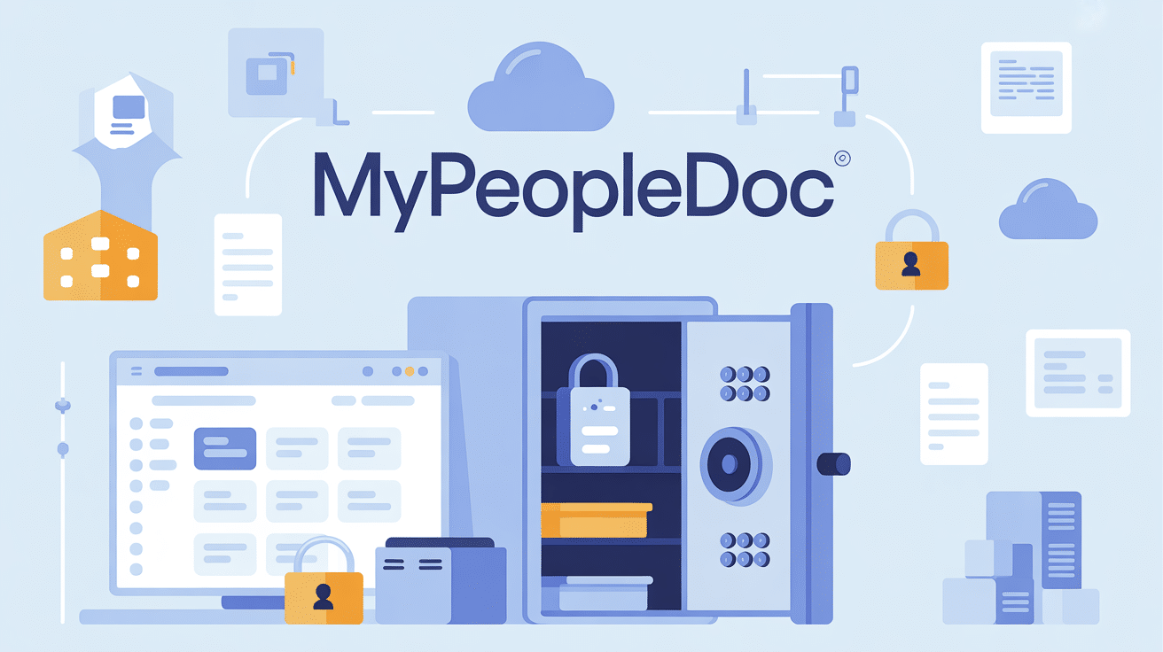 coffre fort digital mypeople avec documents et icones securite