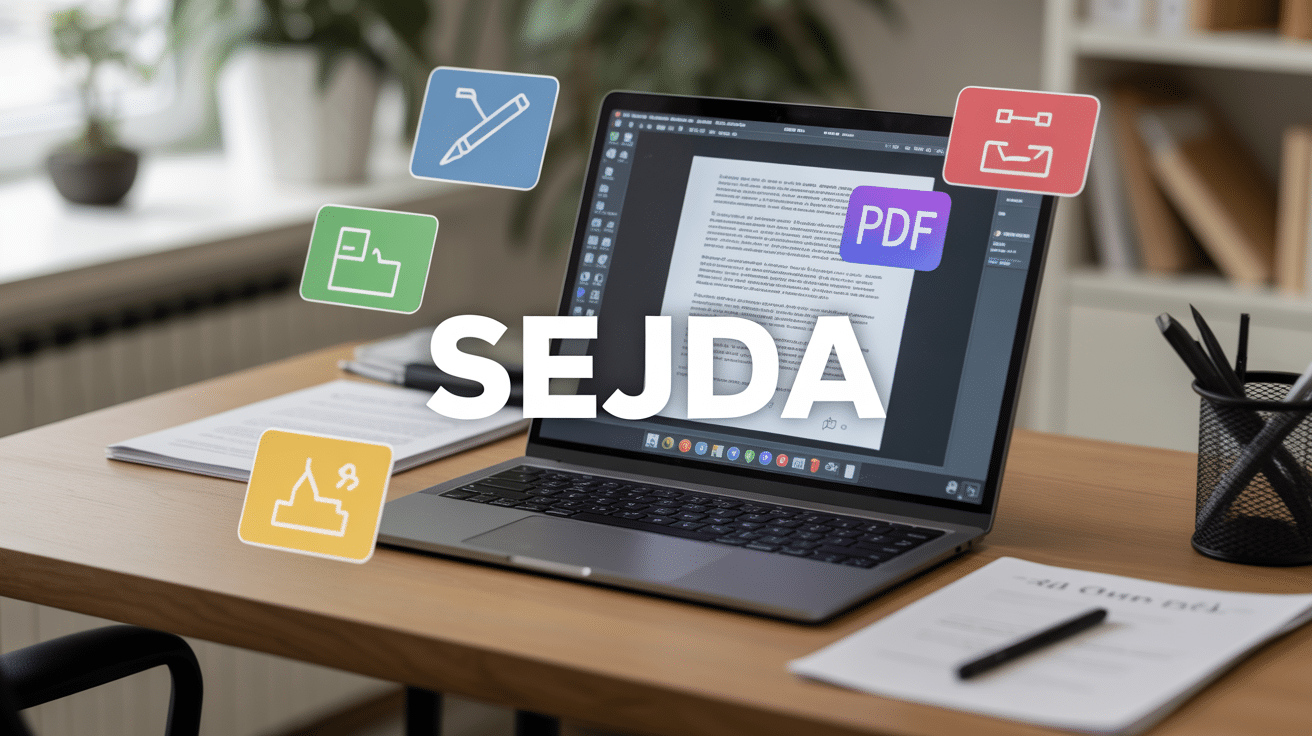 ordinateur portable affichant document pdf outil sejda