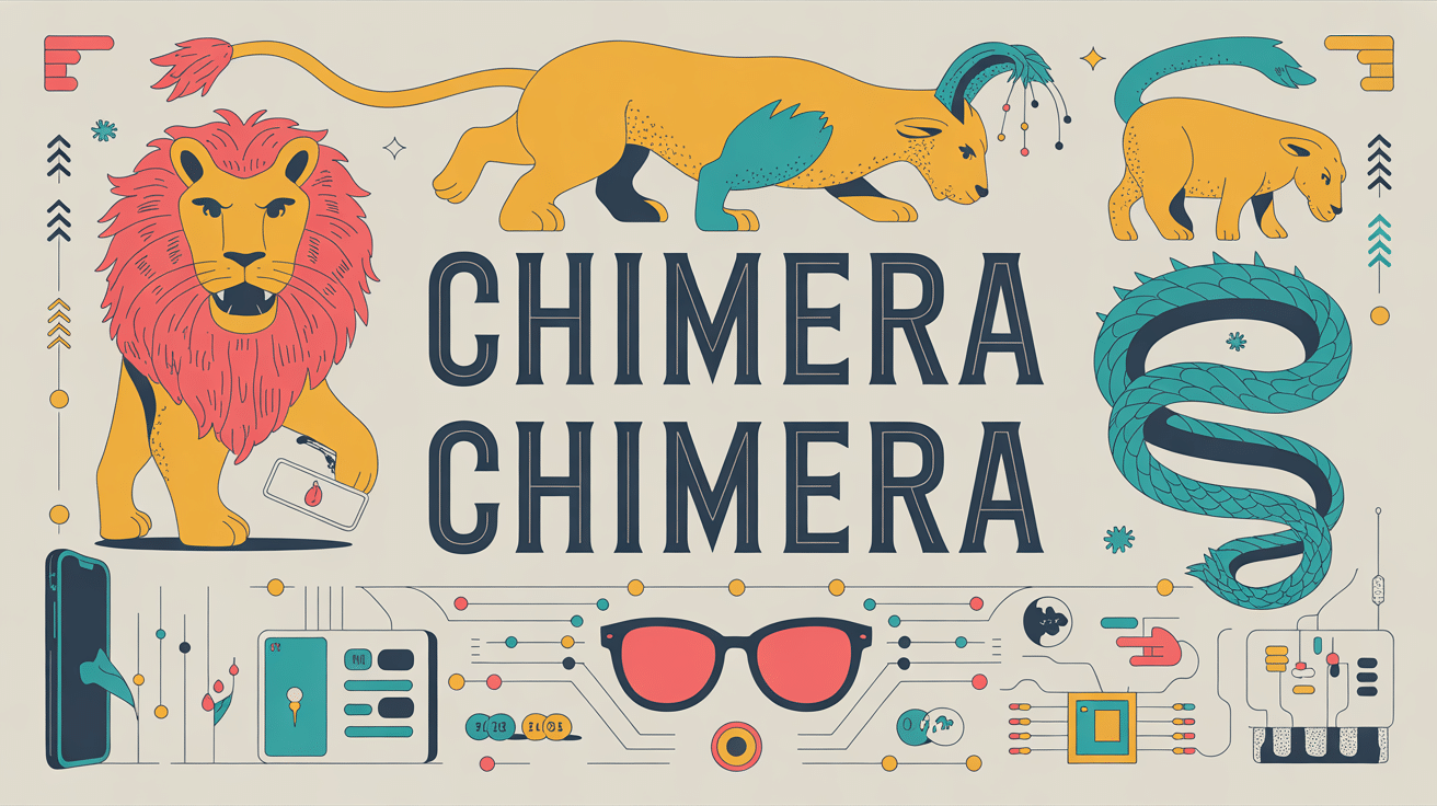 Illustration de chimera chimera mythologique avec éléments modernes