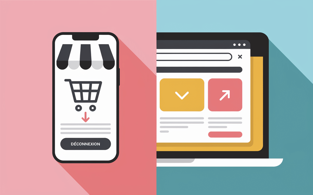 Split-screen smartphone navigateur web deconnexion