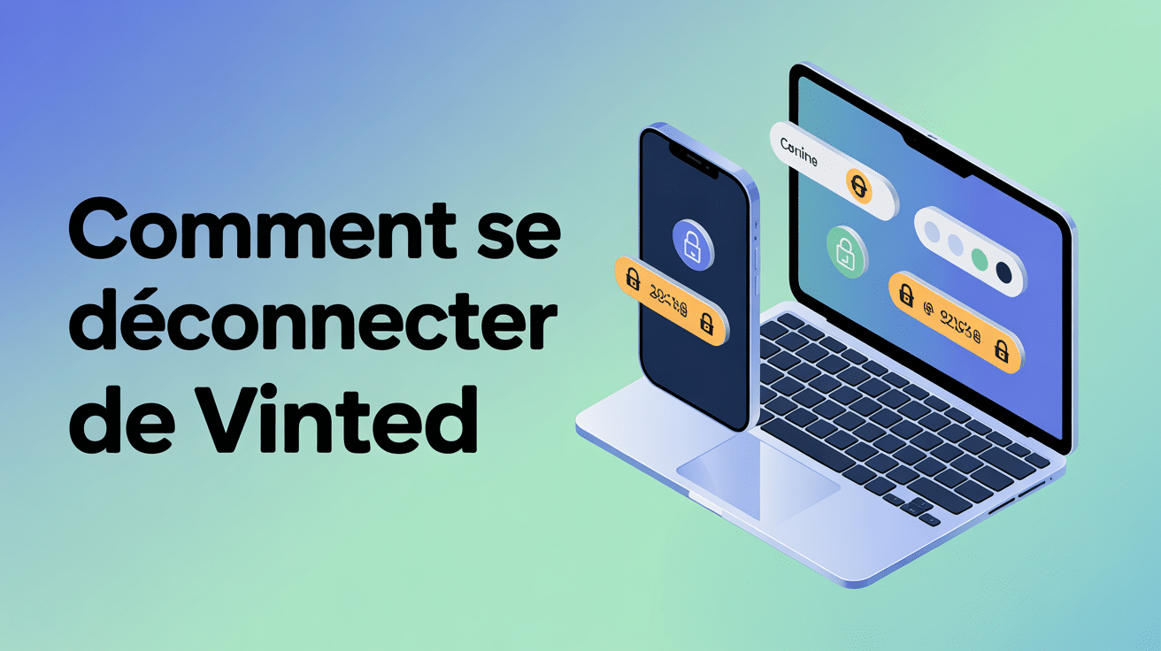 Smartphone et Ordinateur avec icônes de déconnexion pour Vinted