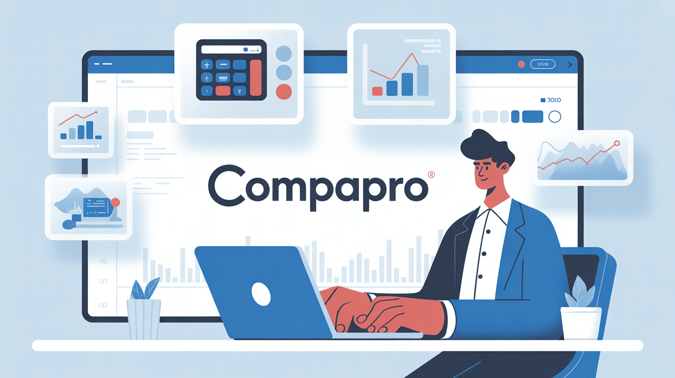 Illustration entrepreneur avec icônes de gestion