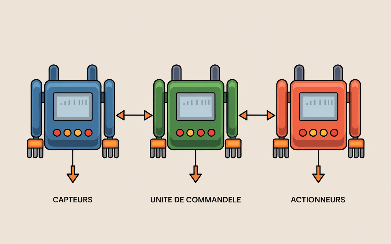 Schéma des composants automatisés avec capteurs et actionneurs