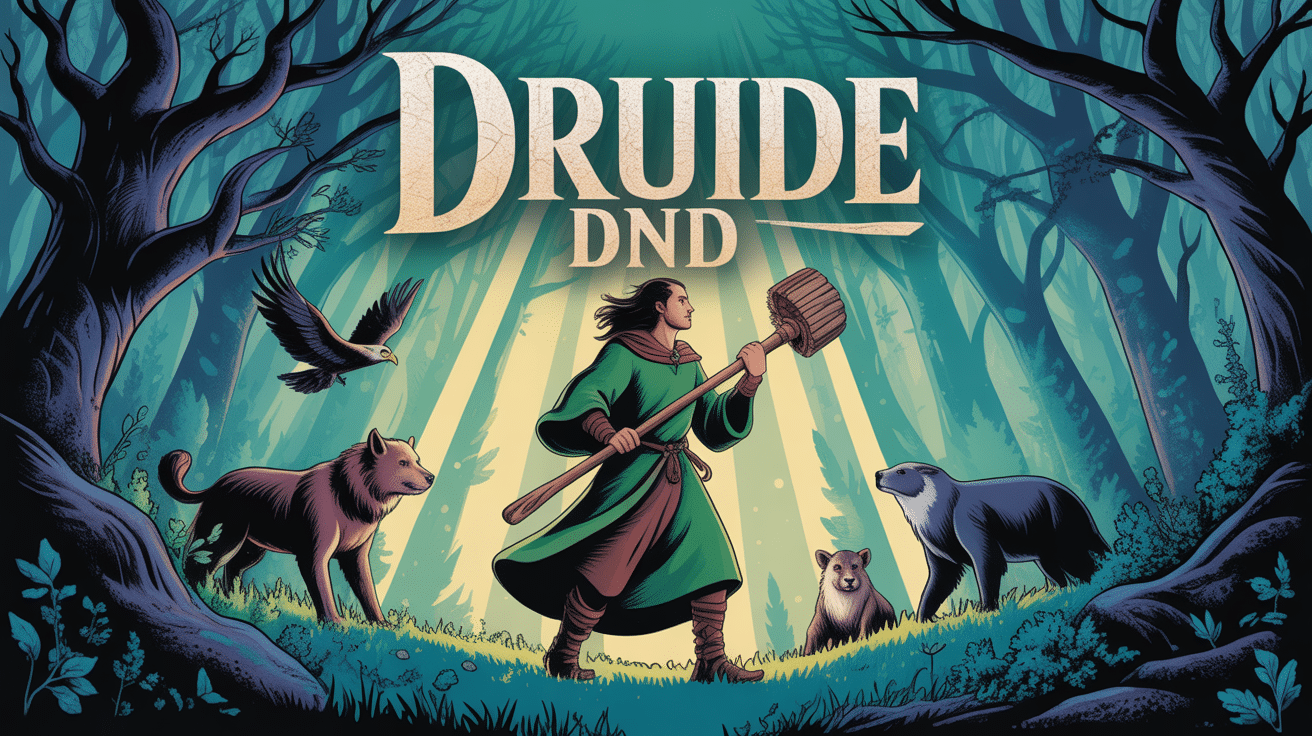 Illustration du druide DND entouré d'animaux
