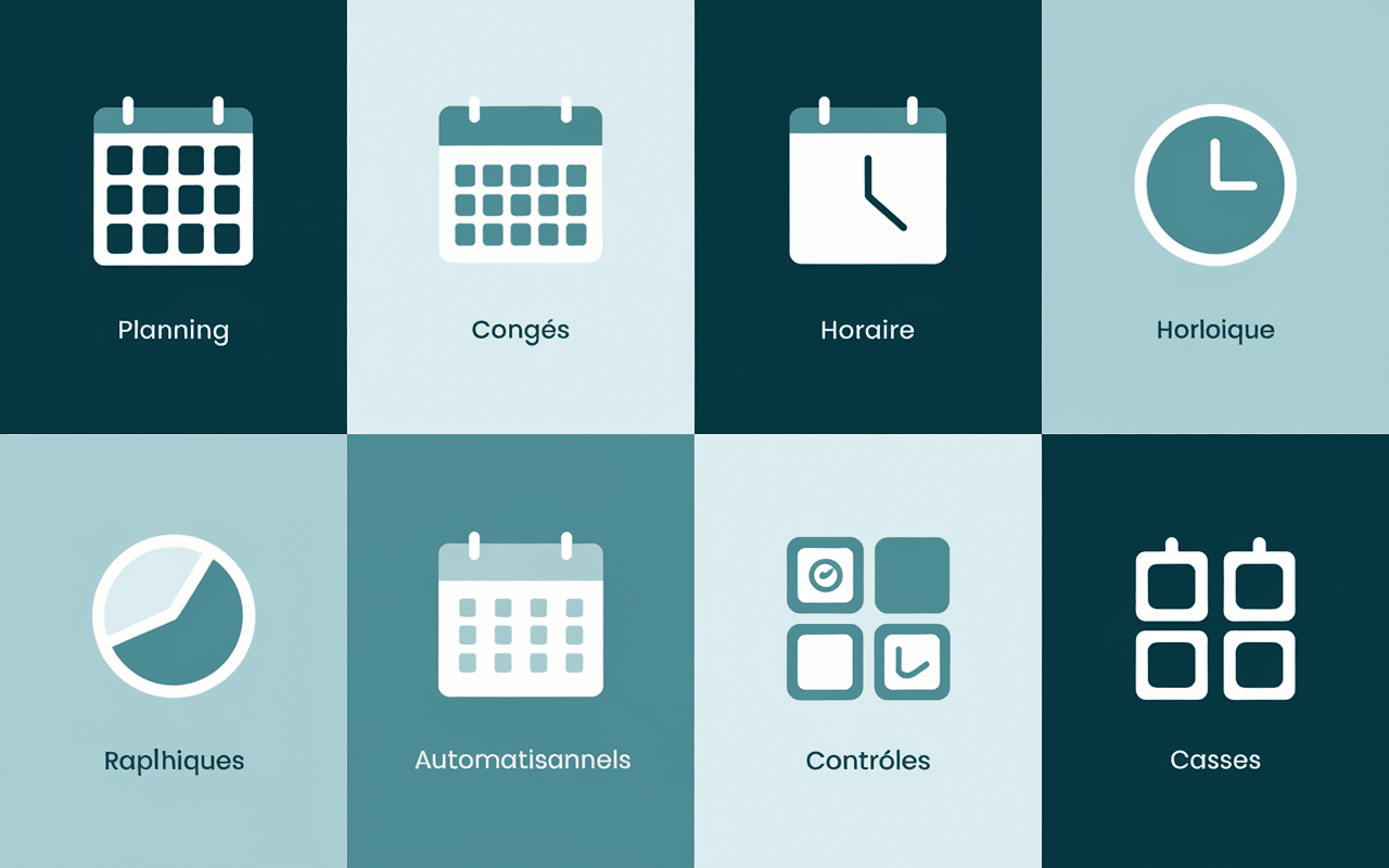 Tableau de bord fonctionnalités PGI GTA avec icônes