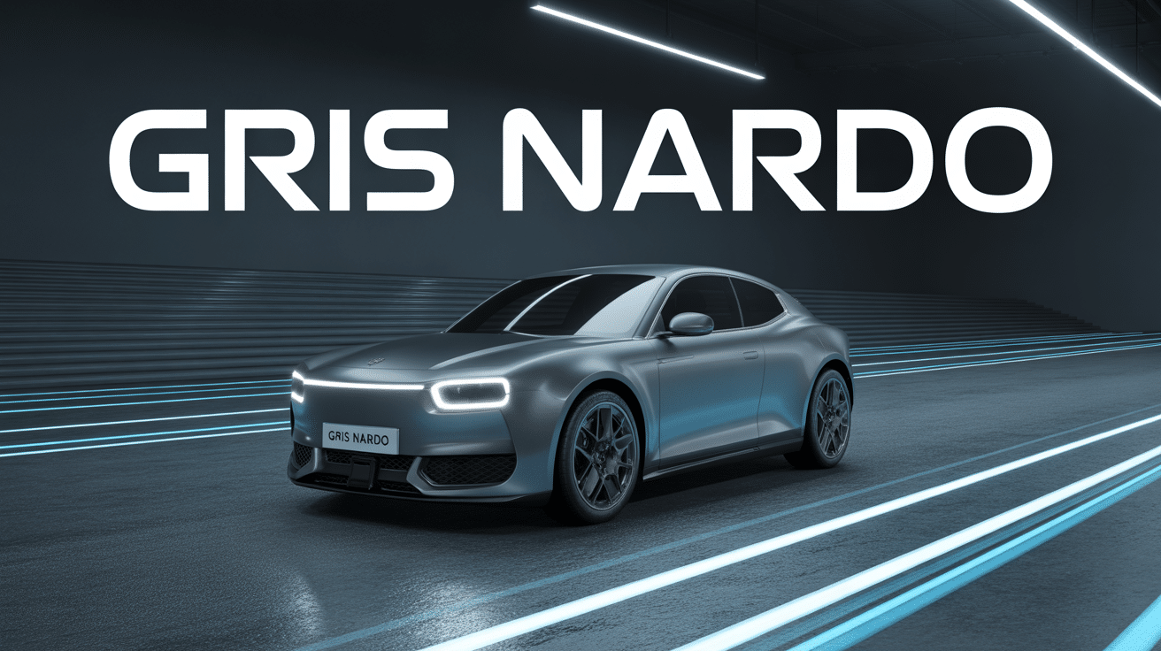 Voiture sportive en gris grinardo sur piste.