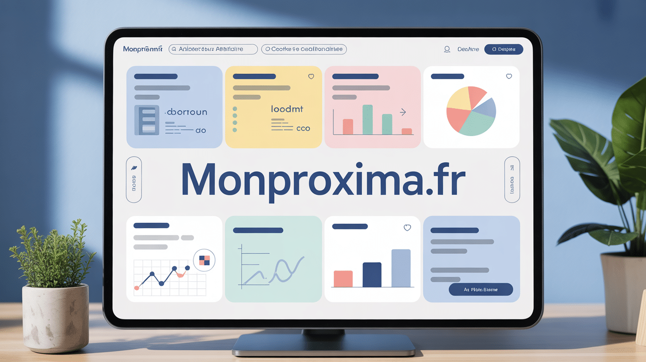 Interface monproxima.fr avec tableaux de bord