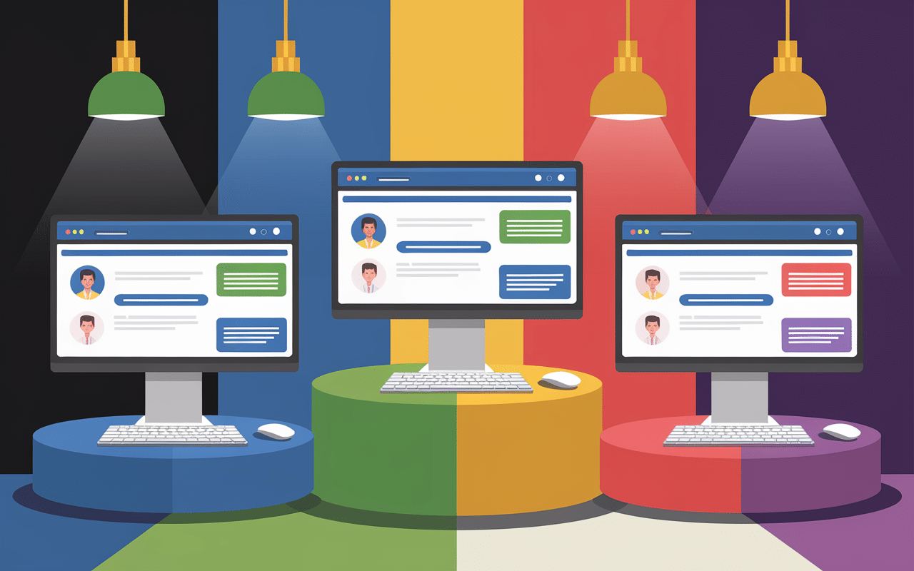 podium de forums de discussion avec écrans