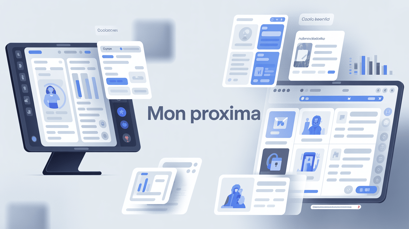 Interface Mon Proxima sur écran avec tableaux et documents