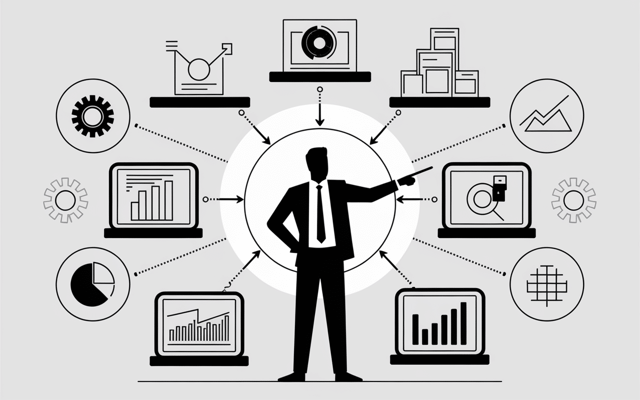 Organigramme stylisé avec manager