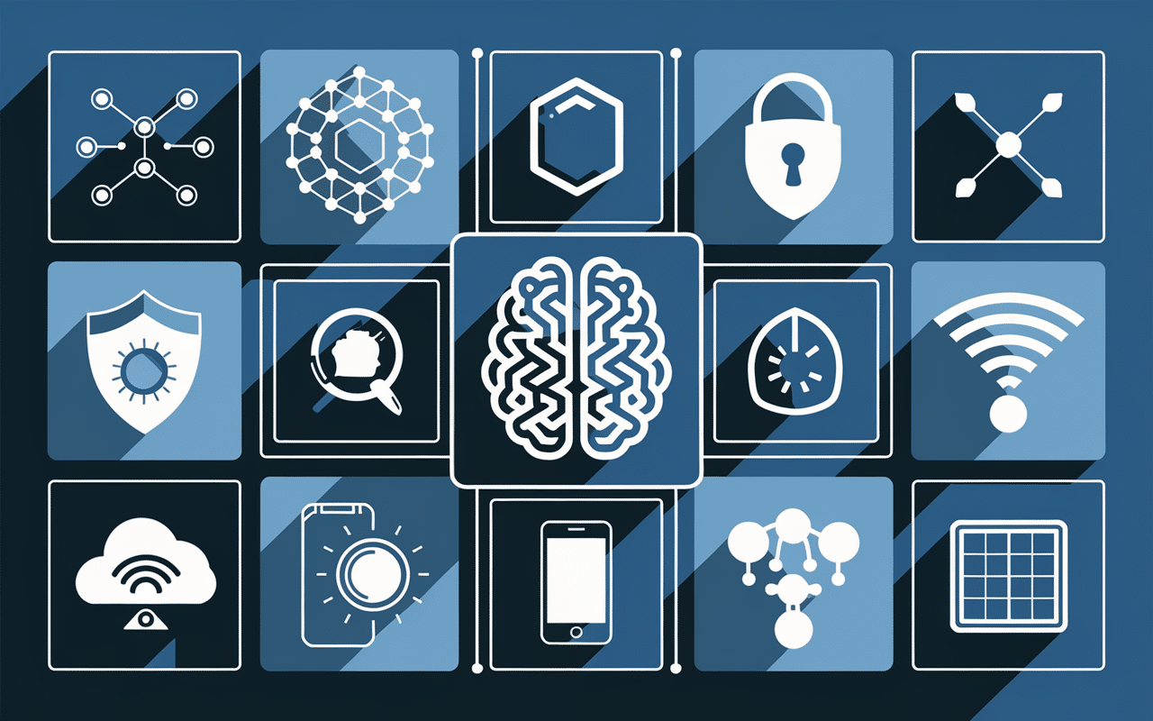 Mosaïque d'icônes technologiques