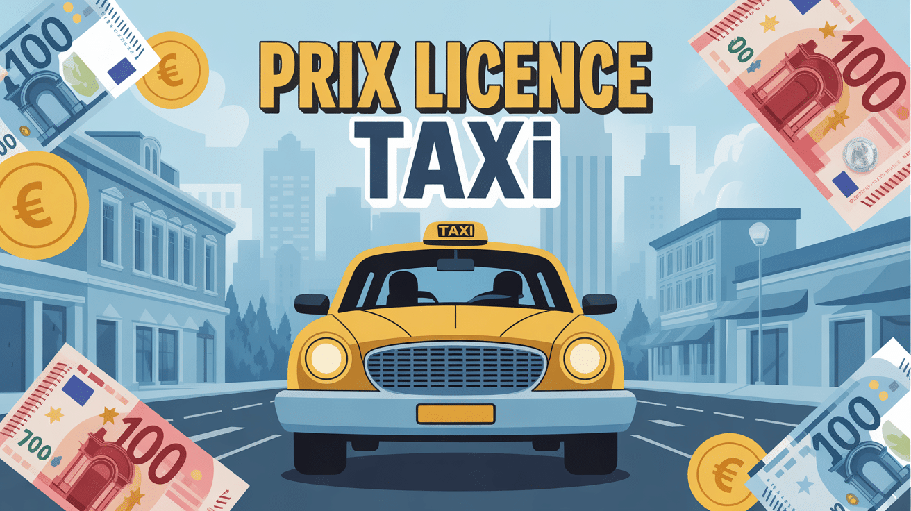 Taxi jaune et billets, prix licence taxi