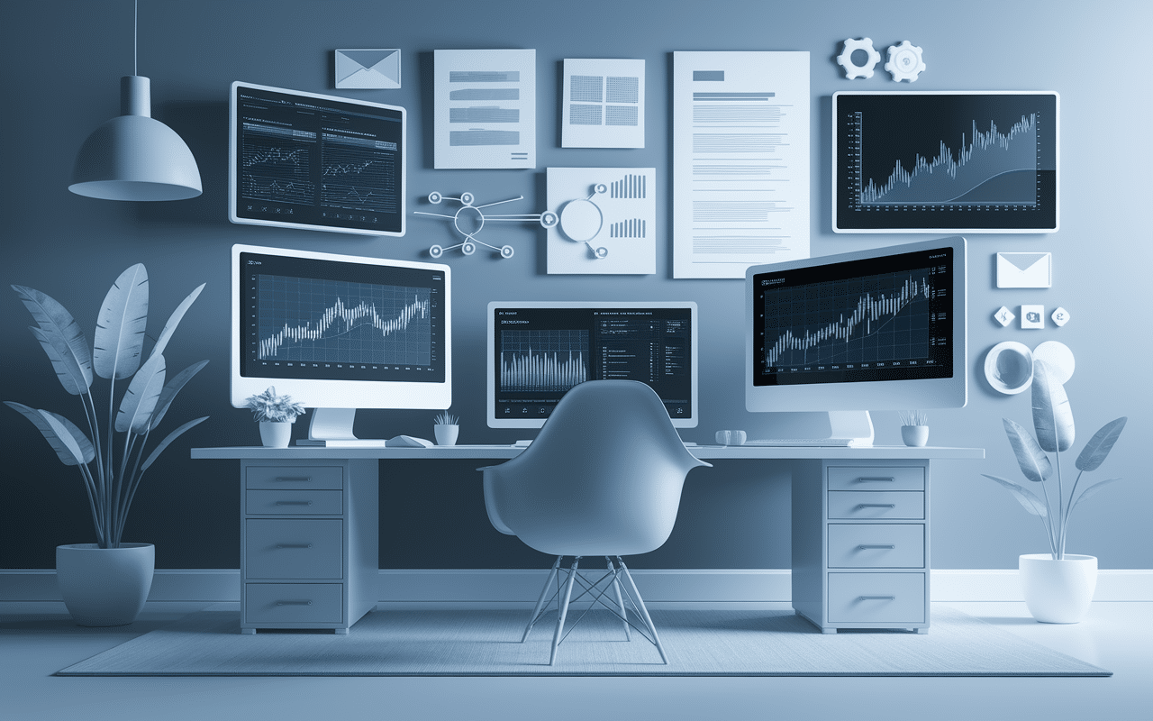 Bureau moderne avec graphiques et données