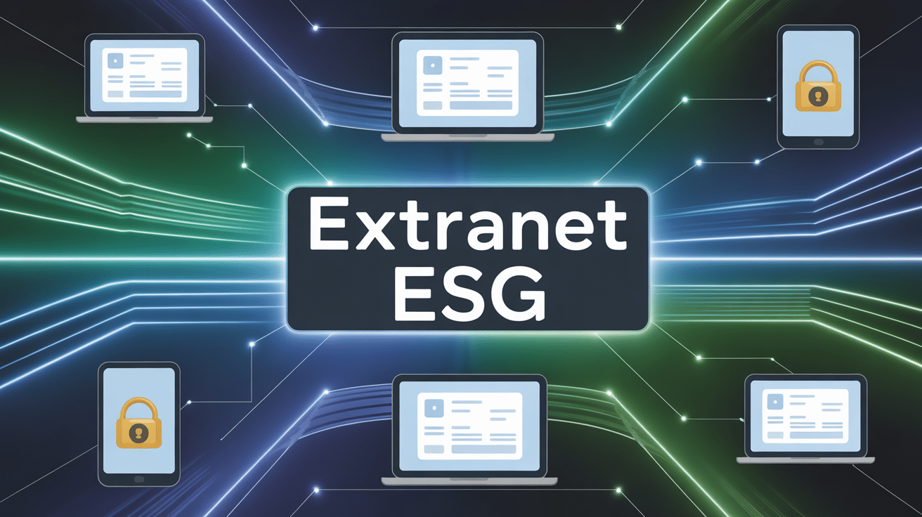 Illustration réseau Extranet ESG avec icônes sécurisées