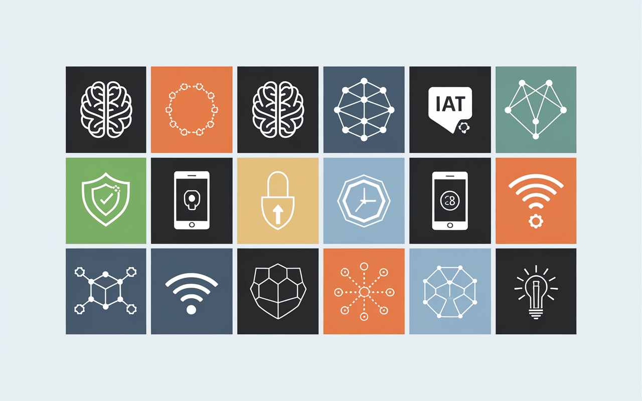 Icônes IA, blockchain, et tech