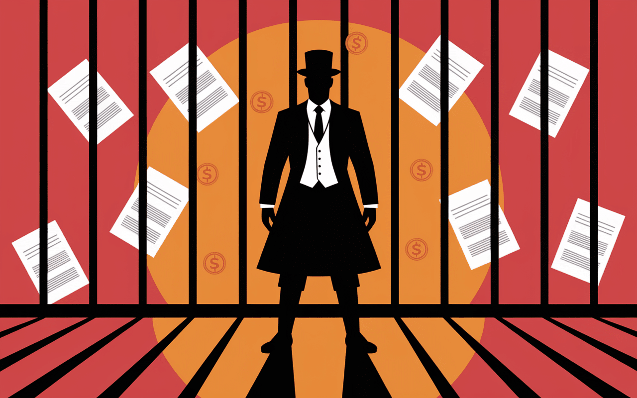 Silhouette costume barreaux documents pièces