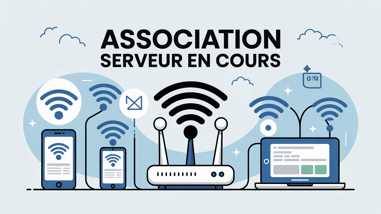 Association avec le serveur Freebox en cours modem connecté wifi