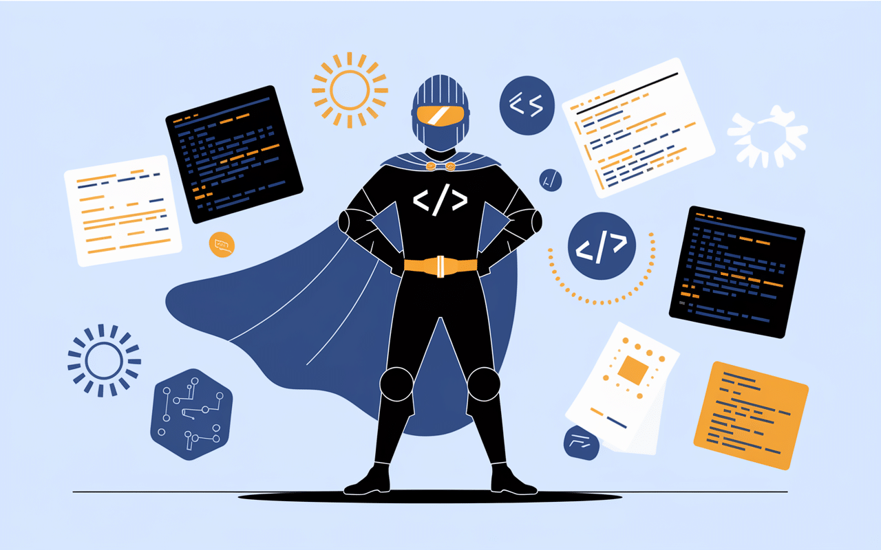 Chevalier de la programmation avec cape et ligne de code