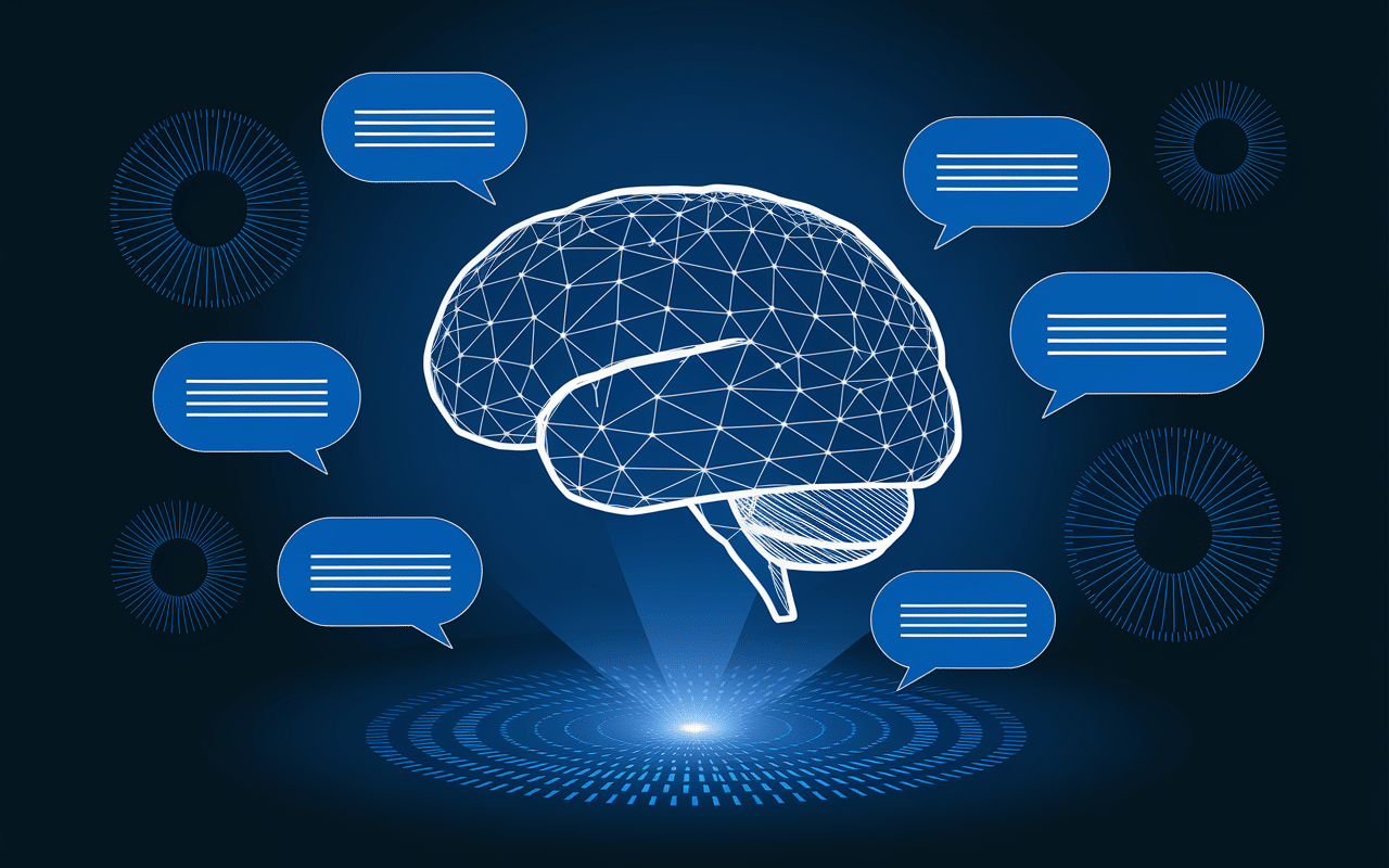 illustration cerveau digital claude ia conversationnelle