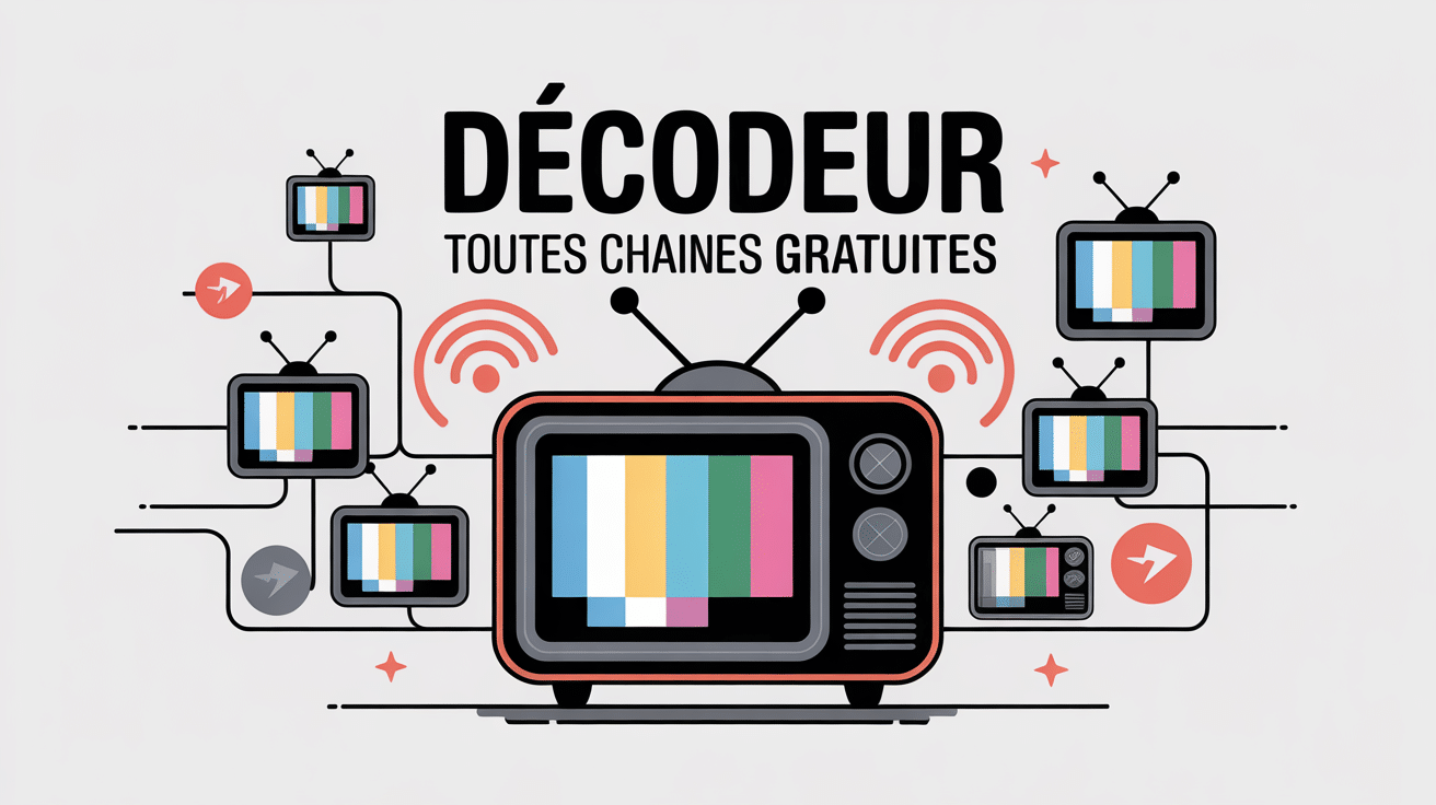 décodeur pour avoir toutes les chaînes gratuitement icônes tv et signal