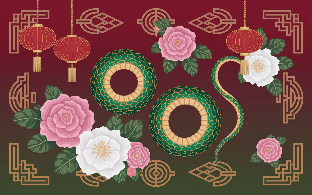 jeu google sur l'année du serpent serpent et lanternes