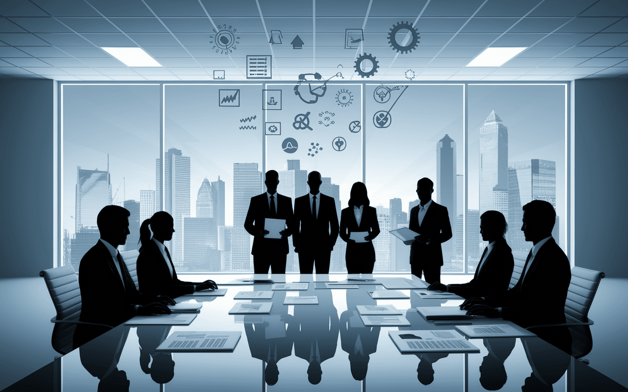 Professionnels entreprise autour table optimisation OFM IA