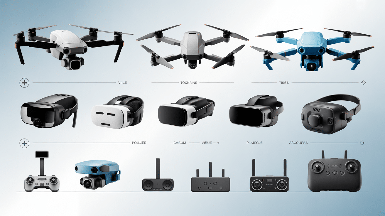 équipements et critères drone avec casque virtuel