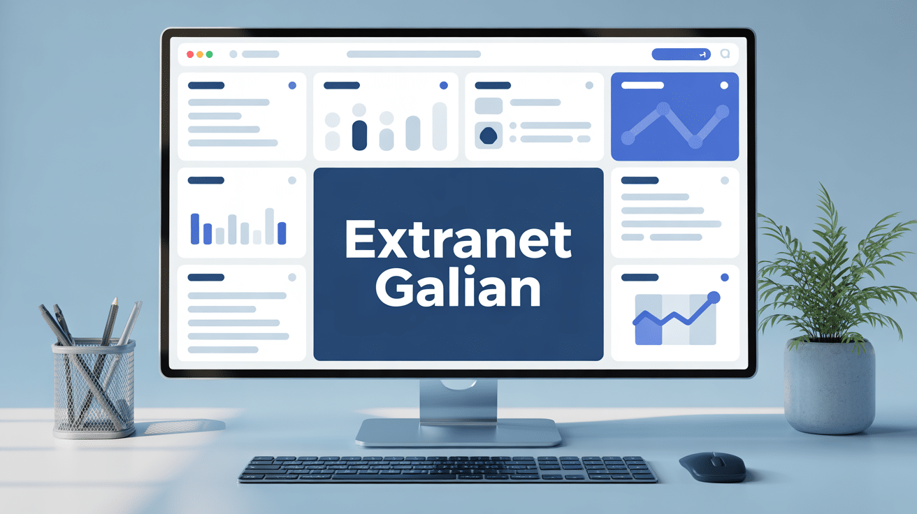 Interface extranet Galian sur écran avec tableau de bord