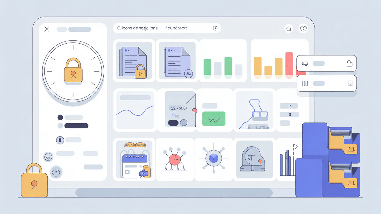 Extranet Galian dashboard avec icônes sécurité et efficacité