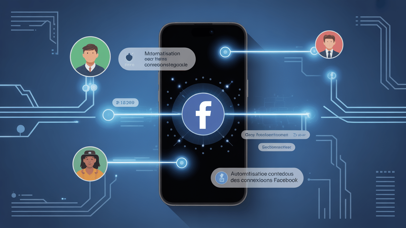 illustration facebook connections automatique smartphone