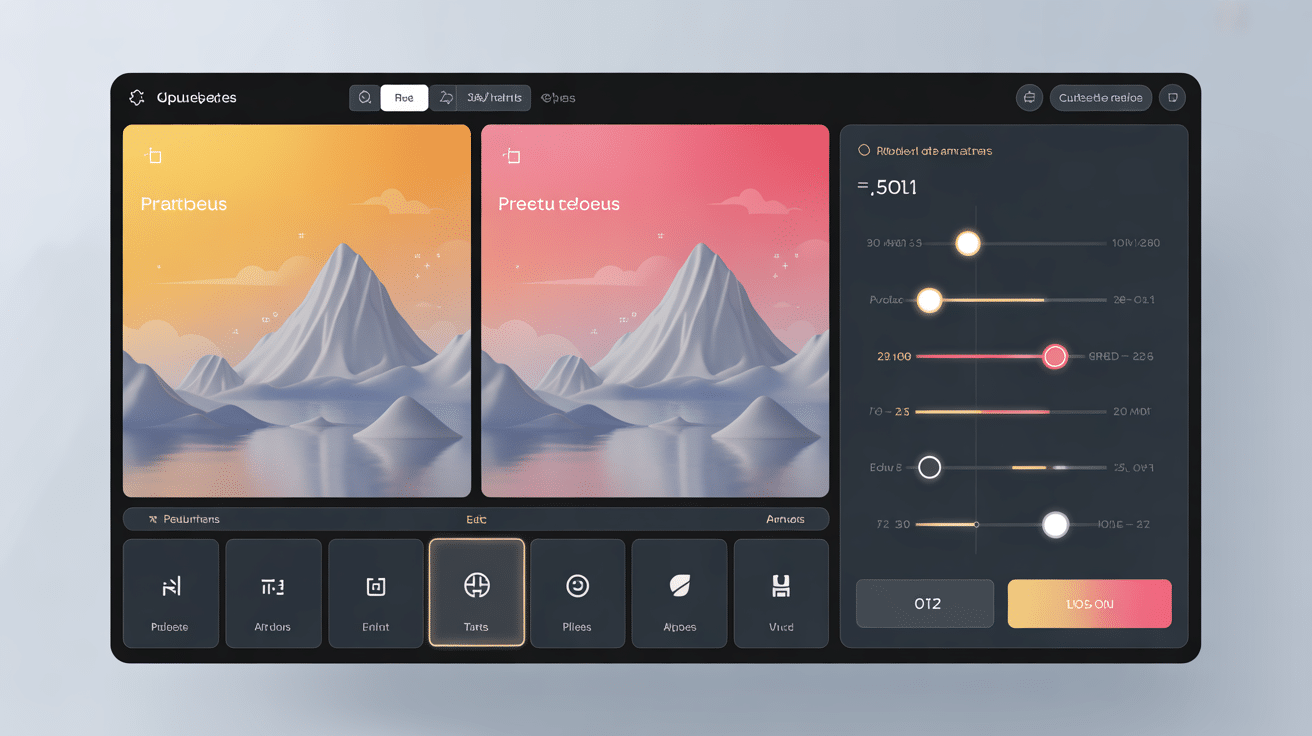 Interface utilisateur Magnific AI sliders preview images