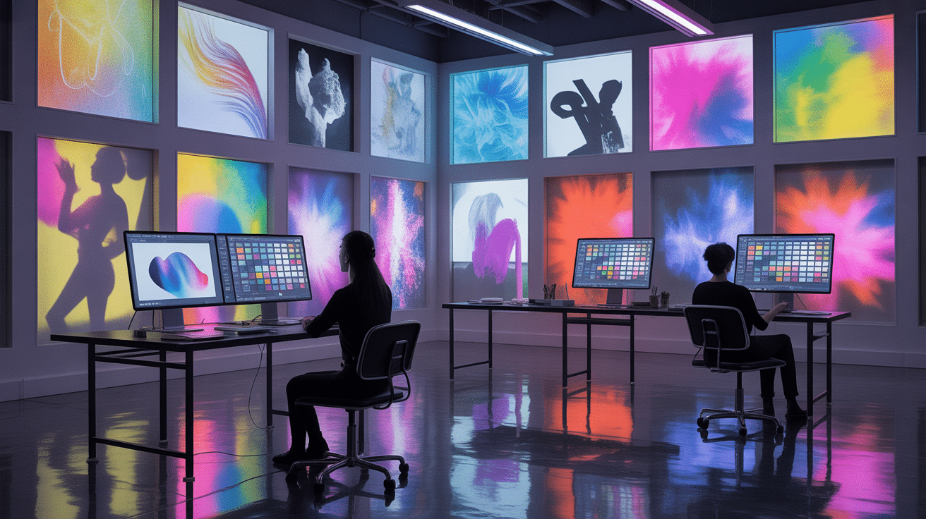 atelier créatif krea ai designers écrans