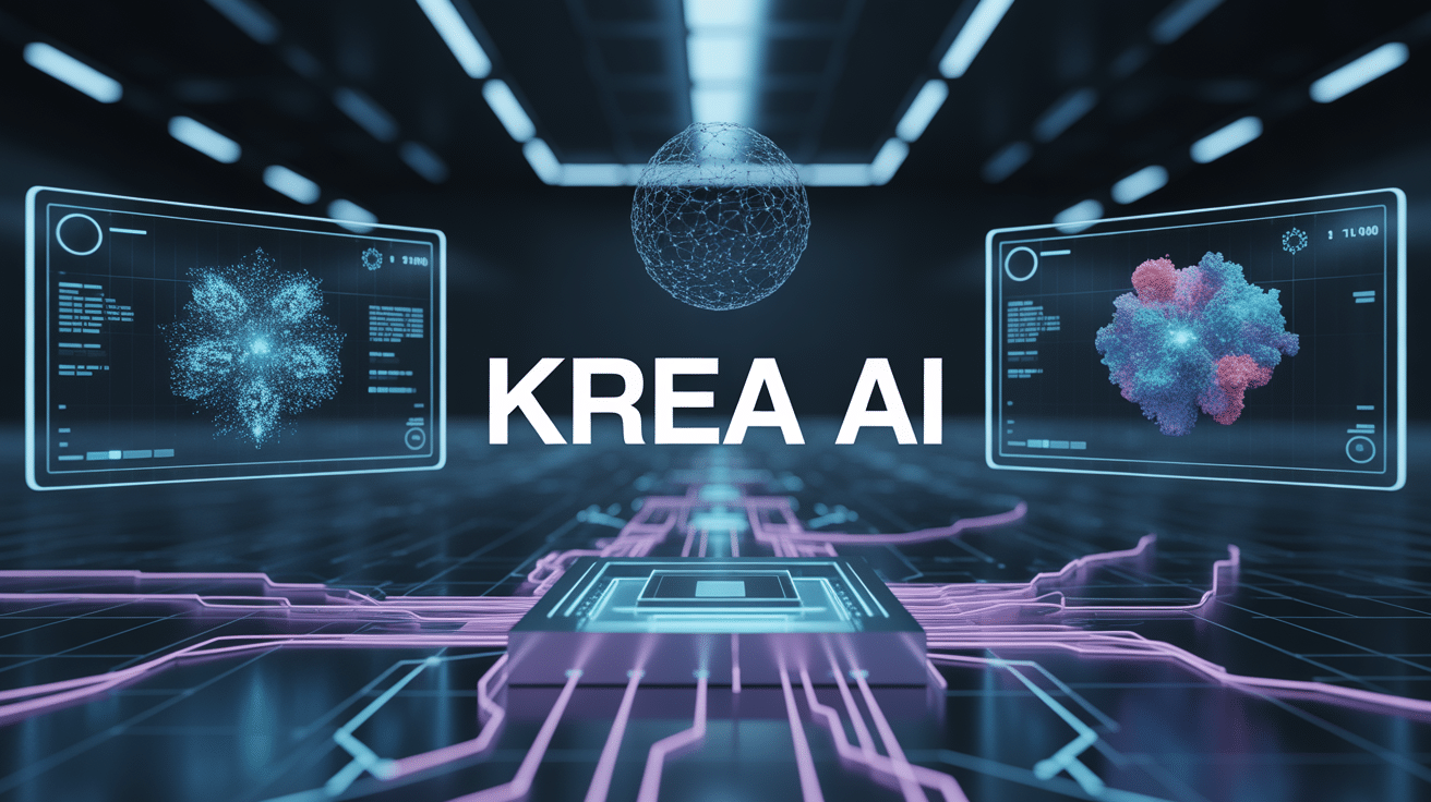 interface krea ai holographique génération image