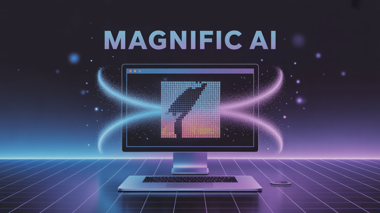 Illustration Magnific AI écran transformation image haute définition