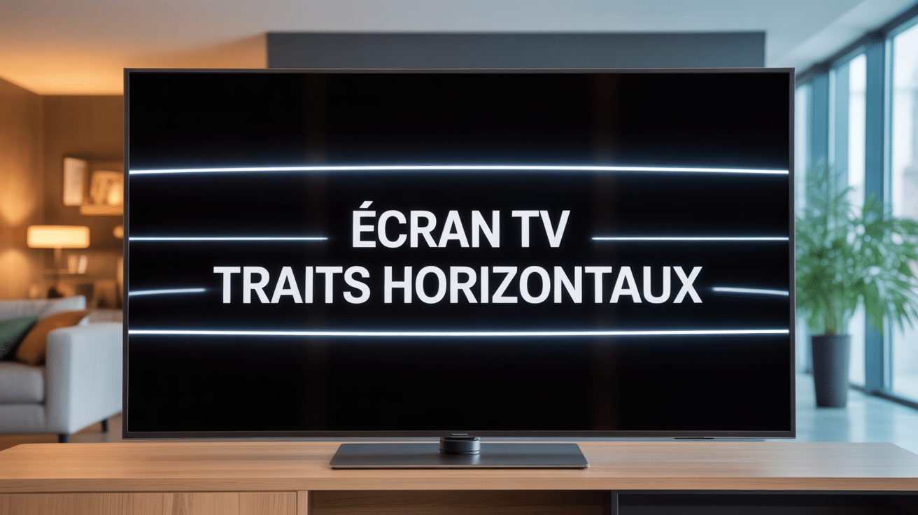 Problème écran TV traits horizontaux dans salon contemporain