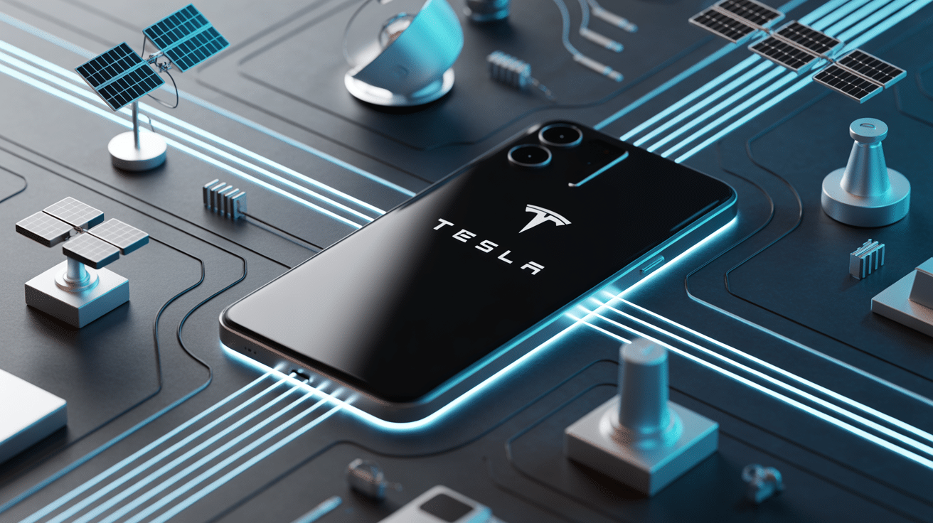 Smartphone téléphone Tesla design futuriste innovations technologiques