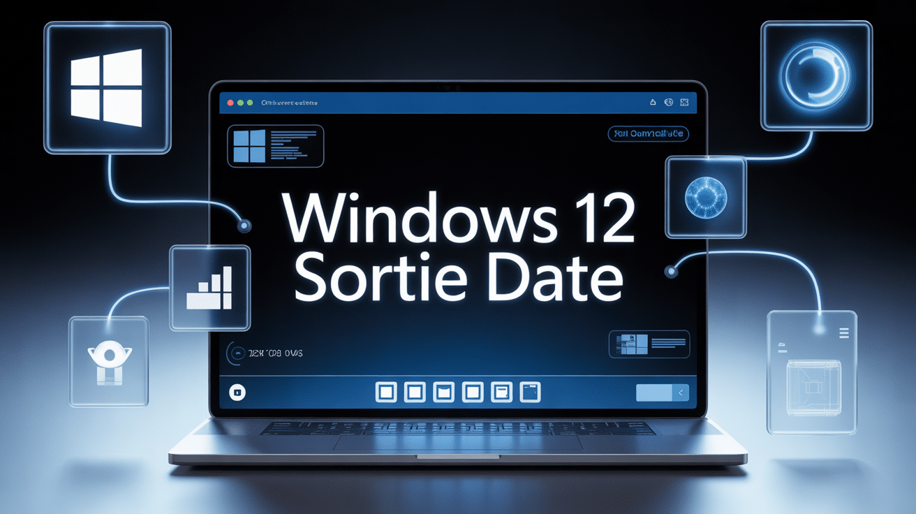 windows 12 date de sortie illustration ordinateur avec IA