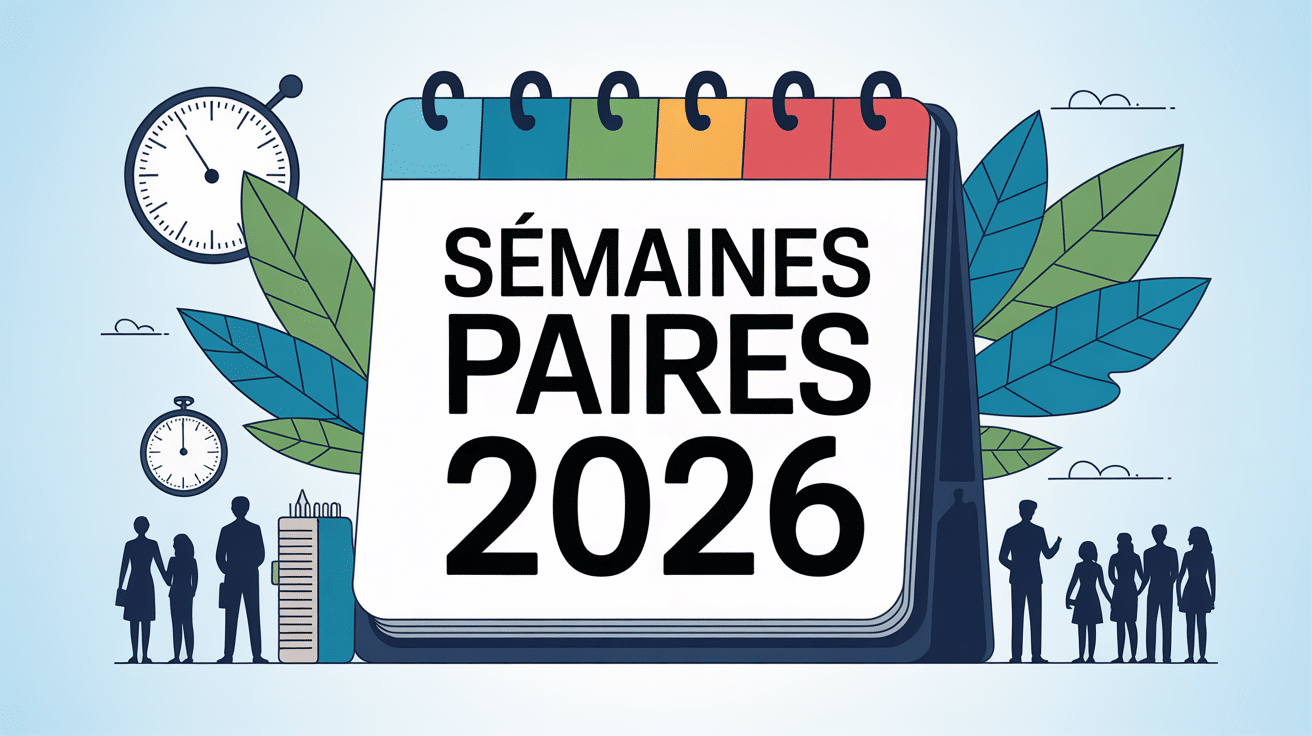 Calendrier stylisé semaine paire 2024 illustration organisation