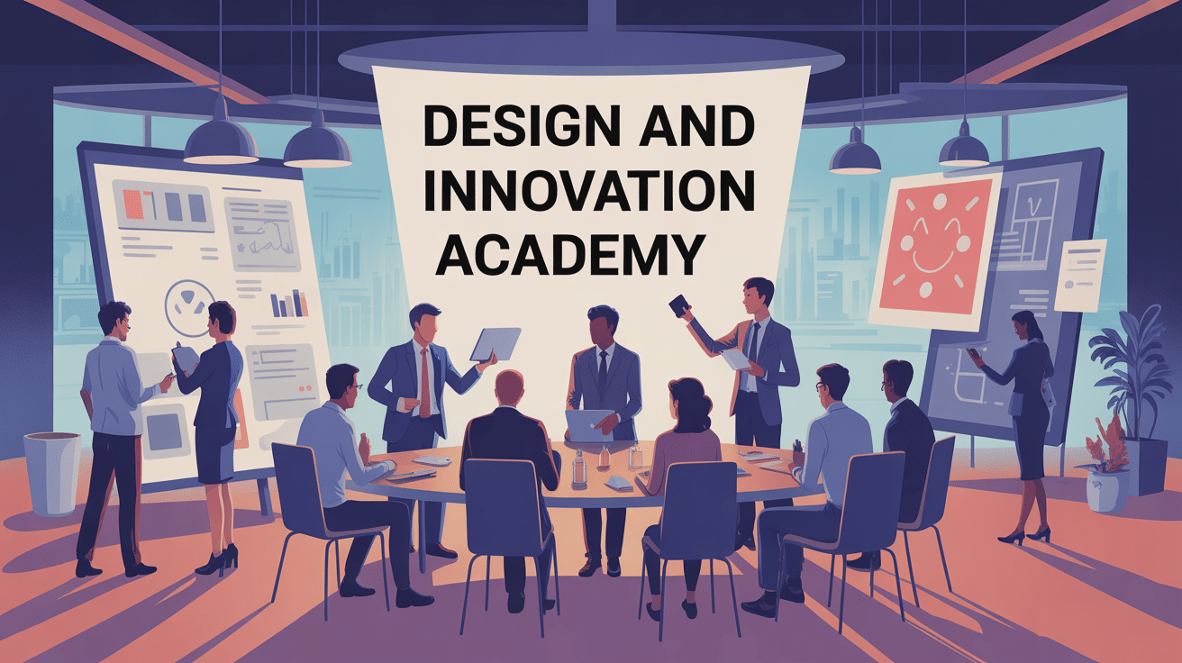 Groupe de professionnels en brainstorming design and innovation academy