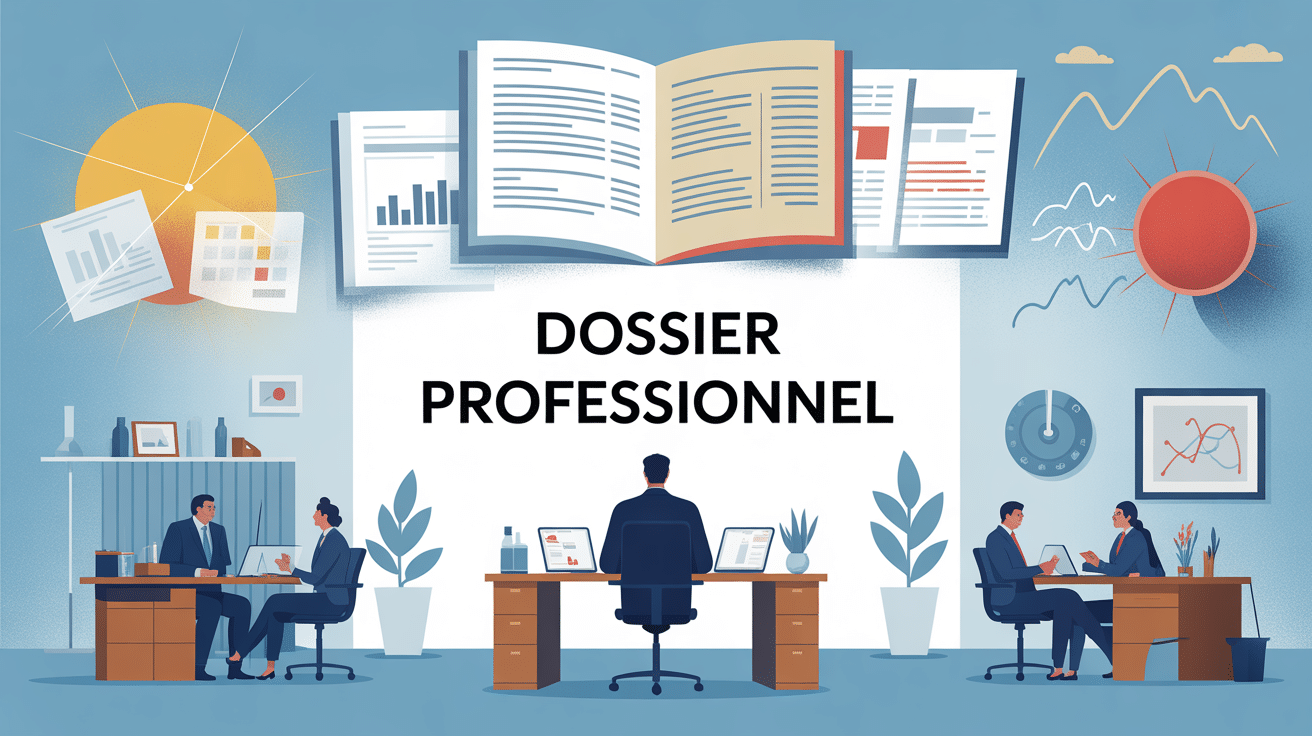 illustration bureau moderne dossier professionnel