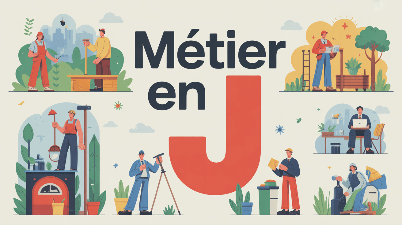 Illustration metier en j avec divers professionnels