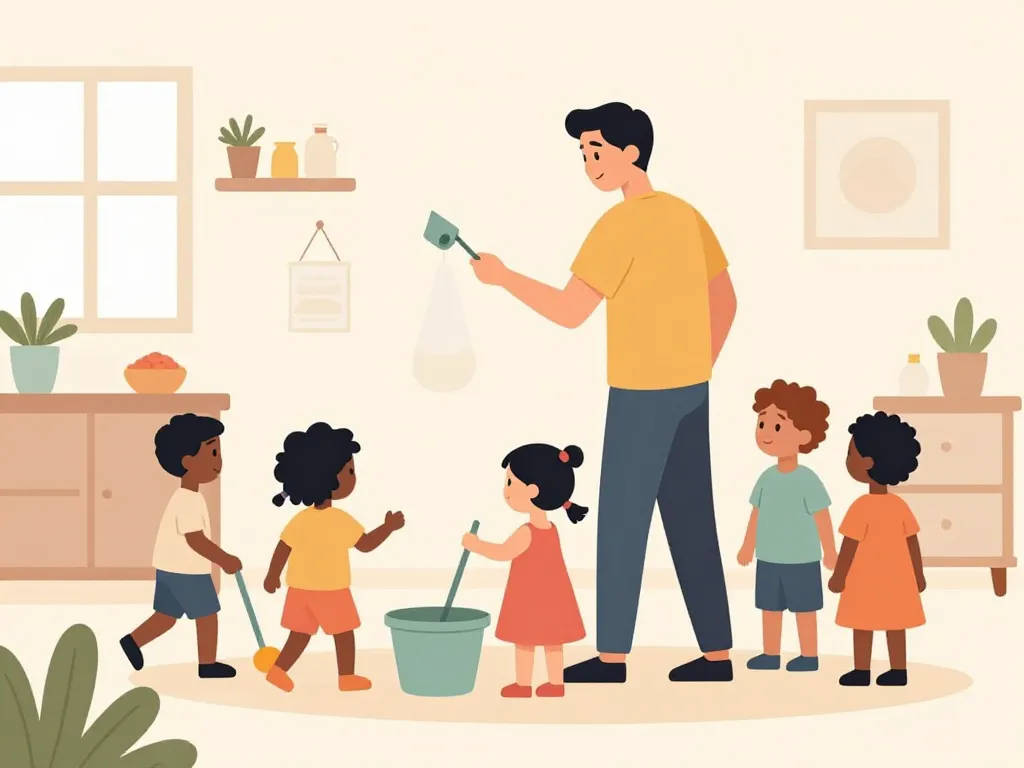 jeune fils au pair scène quotidienne interculturelle