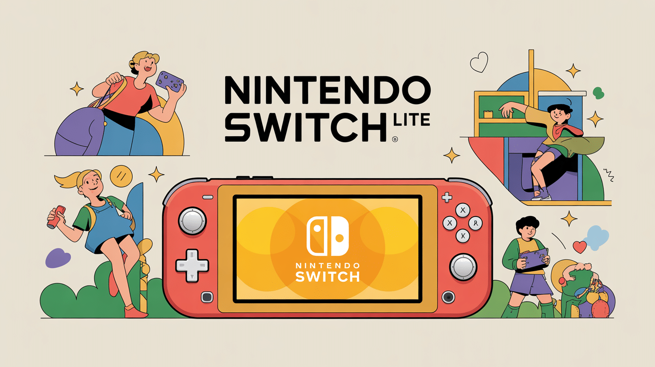 switch lite illustration console mobilité ambiance familiale