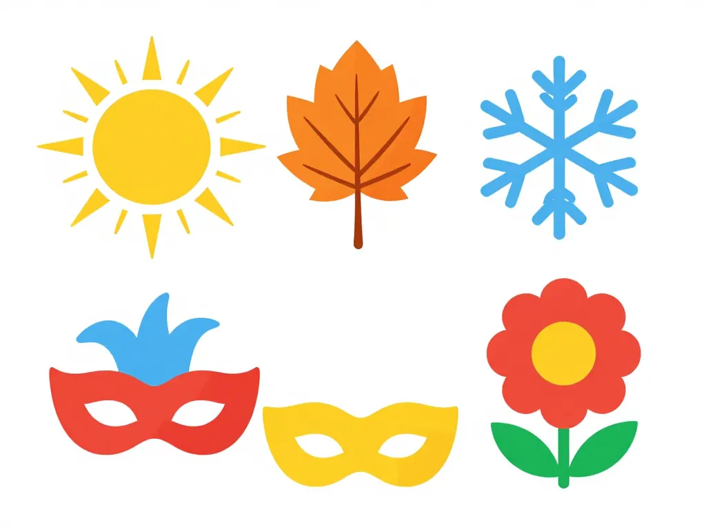 Symboles des périodes principales vacances scolaires en Belgique