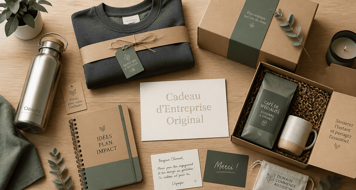 cadeau entreprise original personnalisé flat lay