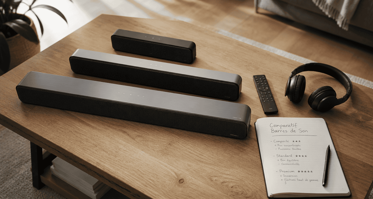 comparatif barre de son trois modèles sur table