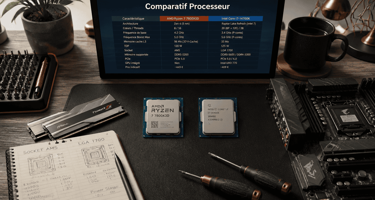 comparatif processeur AMD et Intel sur bureau moderne