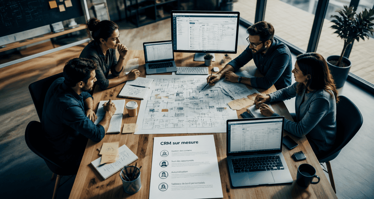équipe travaillant sur un crm sur mesure