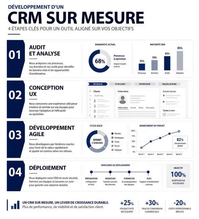 Étapes de création d'un CRM sur mesure pour entreprise